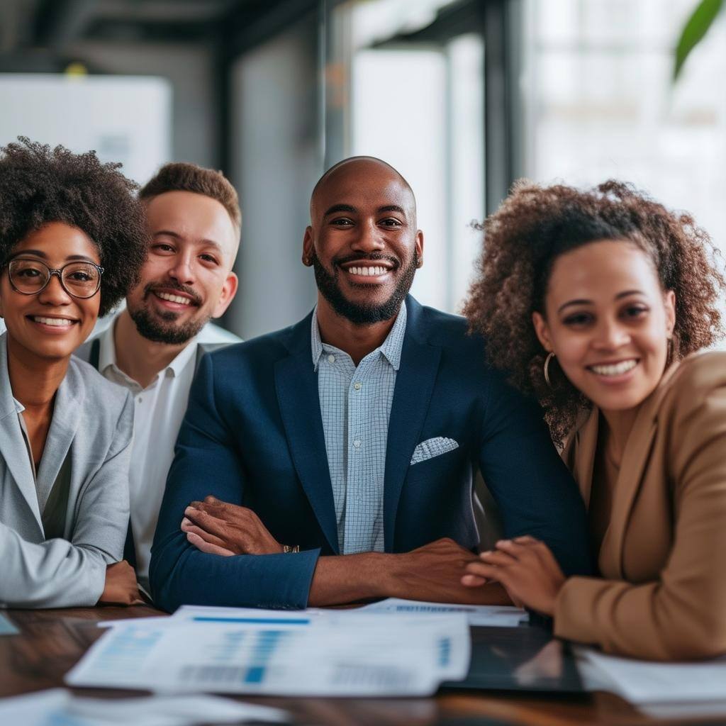 a group of multiracialtax office business owner